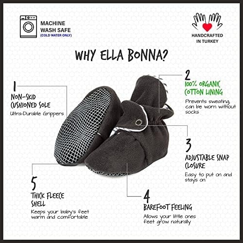 Elella bonna mini fleece booties עם תחתית לא החלקה | גמיש | לפעוטות בנות תינוקות
